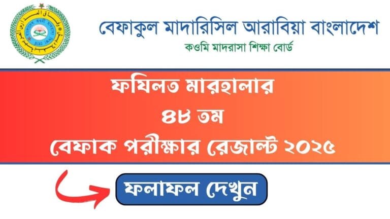 ফযিলত মারহালার ৪৮ তম বেফাক পরীক্ষার রেজাল্ট ২০২৫