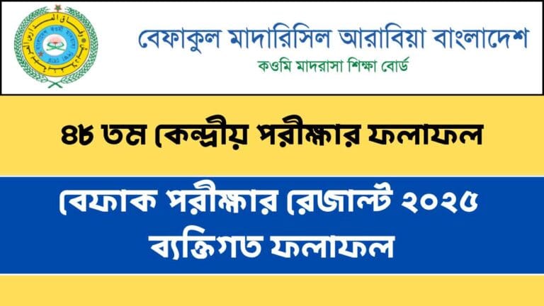 বেফাক পরীক্ষার রেজাল্ট ব্যক্তিগত ফলাফল