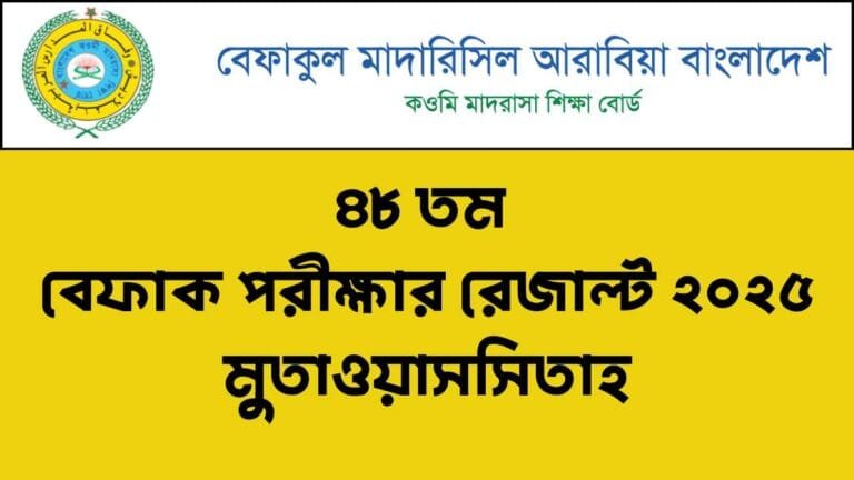 বেফাক পরীক্ষার রেজাল্ট ২০২৫ মুতাওয়াসসিতাহ
