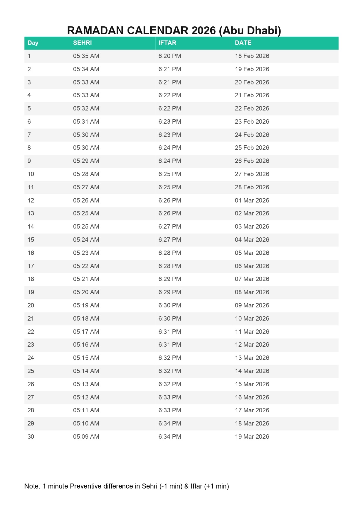 আজকের ইফতারের সময় আবুধাবি